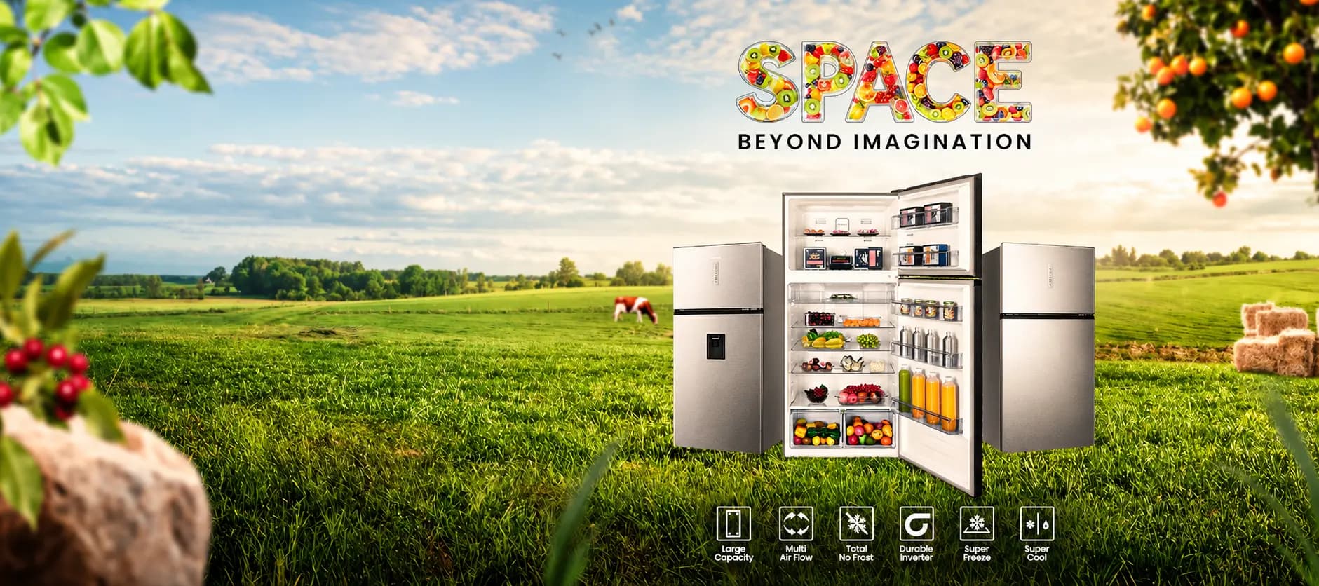 Hisense Space refrigerator range with large capacity and Total No Frost